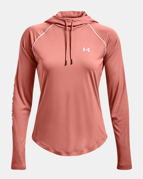 Under Armour Womens Tech 2.0 Graphic Hoodie Orange Sports Gym Hooded Warm 